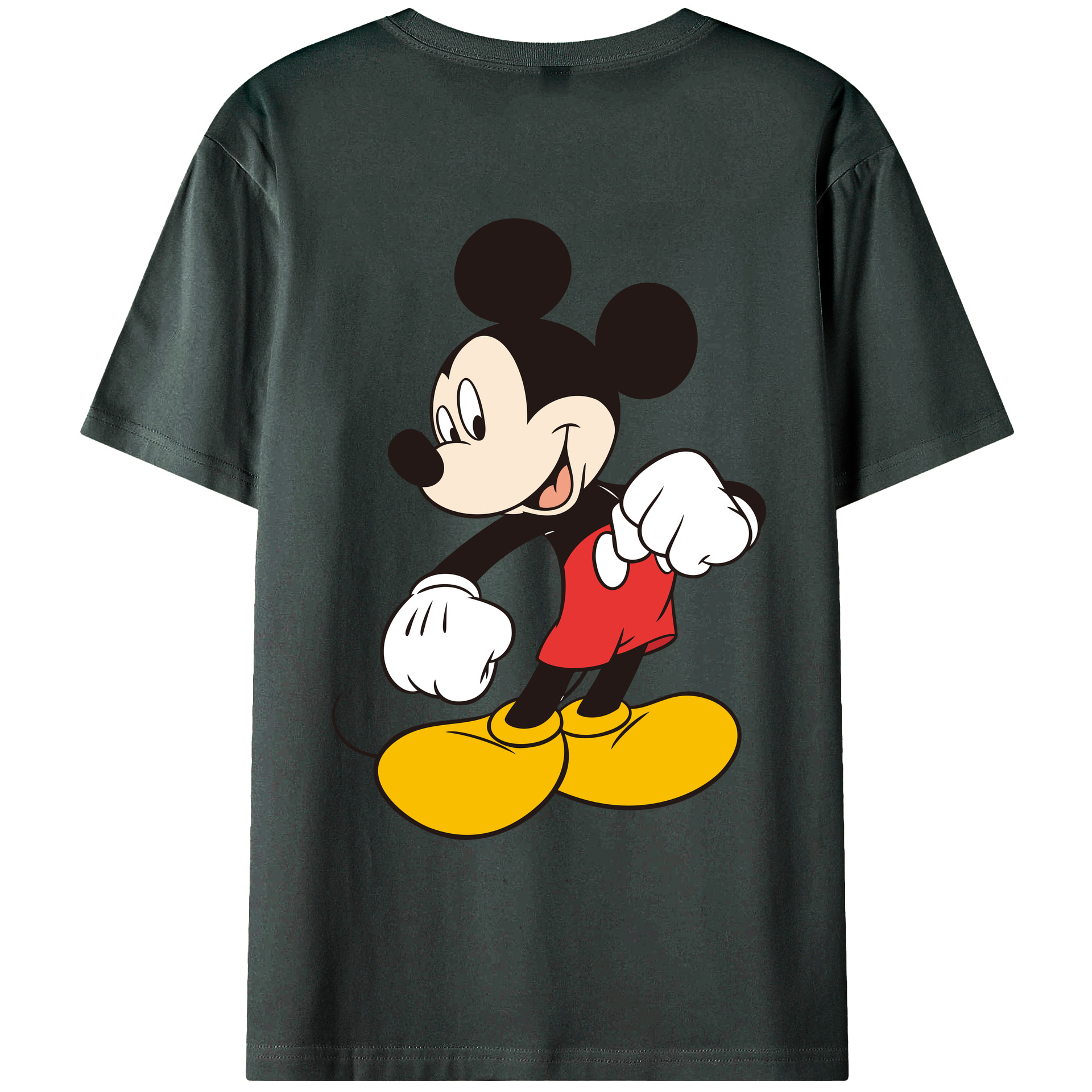 ミッキーマウス Mickey Mouse 綿100％ メンズ半袖Tシャツ（バックプリント） 通気性